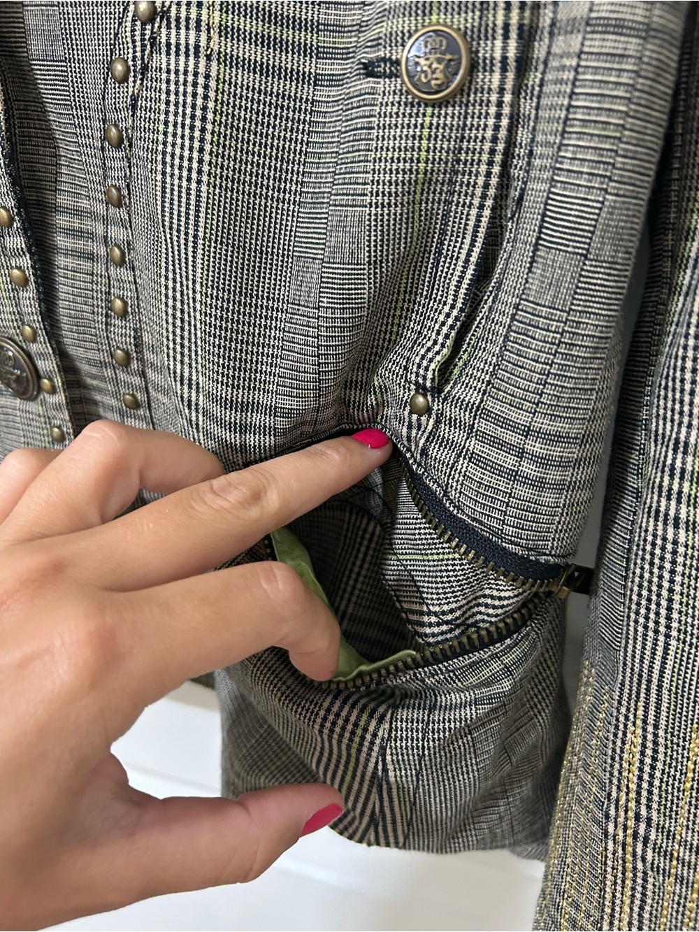 Johnny Was Workshop Plaid Embroidered Blazer - Picture 7 of 14
